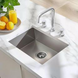 Waterevolution Flow 3-huls vinklet køkkenarmatur med drejelig tud og tilslutning til filtreret vand krom T152H01