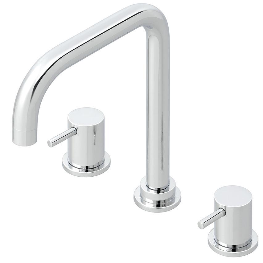Waterevolution Flow 3-huls vinklet køkkenarmatur med drejelig tud og tilslutning til filtreret vand krom T152H01
