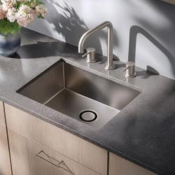 Waterevolution Flow 3-huls vinkel køkkenarmatur med drejet tud og filtreret vandtilslutning i rustfrit stål T152HIE