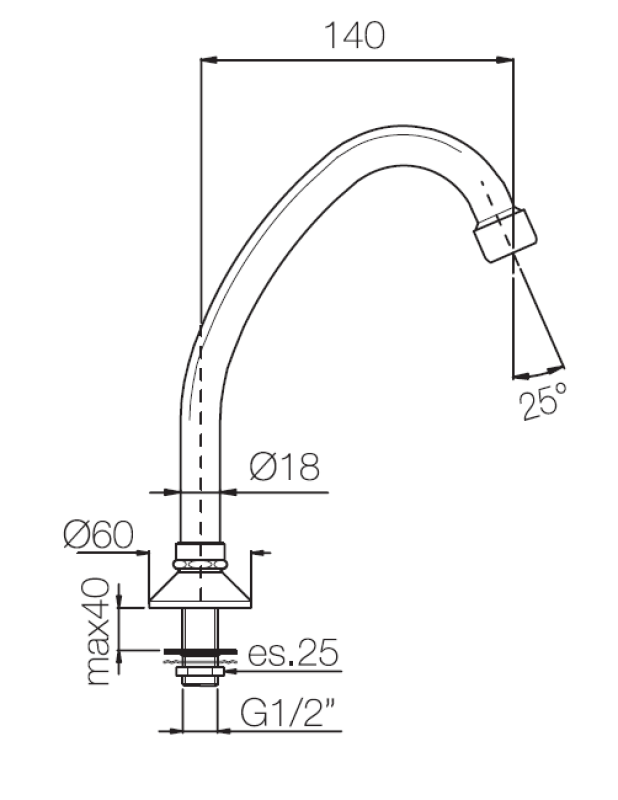 PB Pedal Line vandhane tud krom til køkkenbord eller håndvask 1208969771