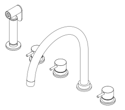 Waterevolution Flow 5-huls køkkenarmatur med udtrækbar bruser og tilslutning til filtreret vand messing T154ULE