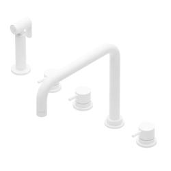 Waterevolution Flow 5-huls vinklet køkkenarmatur med udtrækkelig bruser og tilslutning til filtreret vand hvid T154HBR