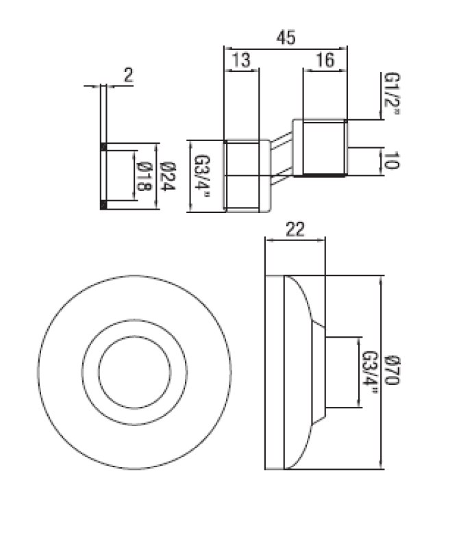 PB S-kobling krom 10mm Klassisk Excentrisk 1/2” x 3/4”1208969802