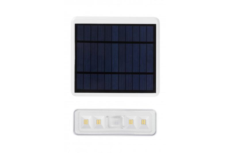 Solbelysningsarmatur med bevægelses- og skumringsdetektor DAVOS, LED, 1000lm, 4000K, 2000mAh, IP54, hvid