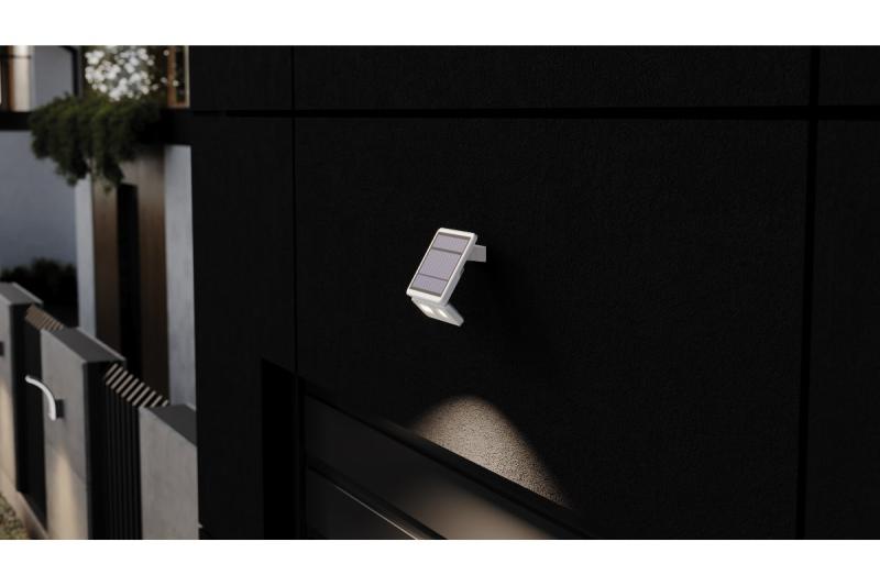 Solbelysningsarmatur med bevægelses- og skumringsdetektor DAVOS, LED, 1000lm, 4000K, 2000mAh, IP54, hvid