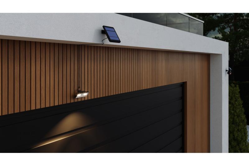 Solcellelampe med bevægelses- og dæmningssensor DAVOS, LED, 1000lm, 4000K, 2000mAh, IP54, sort