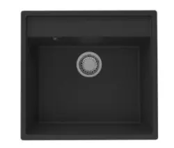 GraniteMy Bremen Granitvask 53x50 cm Sort - Overflademontering, Undermontering og Planmontering med Hanehul og Kobberprop 1208969970