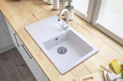 Graniteland Liri Granit Hvid vask med dræningsområde 765x448 mm 1208969990