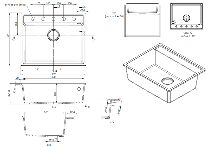 GraniteMy Bremen Granit Vask 64x52 cm Sort – Til Overmontering, Undermontering og Planmontering med Hanehul og Rustfri Stål Prop 1208969992
