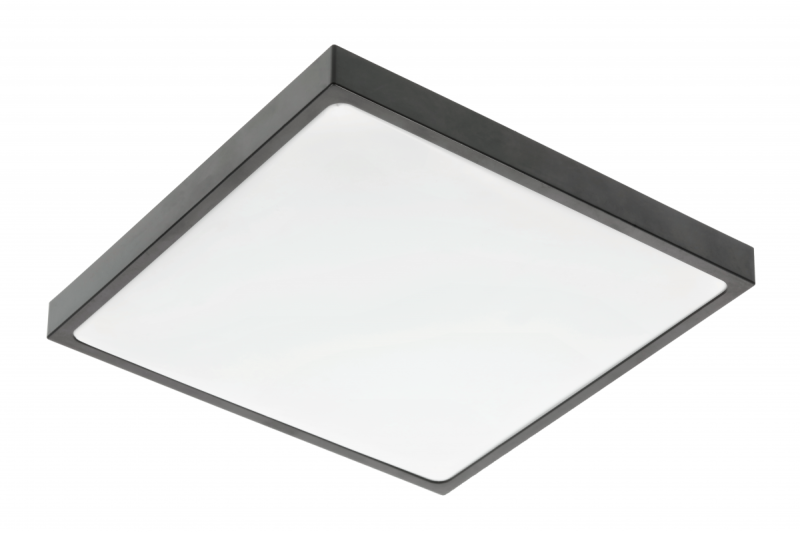 ALTAR LED Loftlampe, 295x295mm, 4000K, 24W, 1680lm, AC180-250V, 50/60 Hz, PF>0.5, IP54, sort, 3 års garanti.
