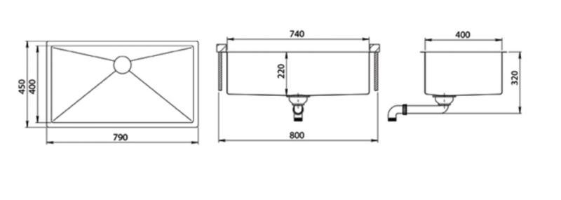 Ausmann Mosel gylden stor Vask Rustfrit Stål - PVD guld 74x40 universel 1208970023