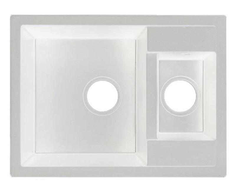 GraniteMy Smart ekstra lav 1,5 granit overflademonteret hvid vask 58x44cm med hvid prop og dækning 1208970052