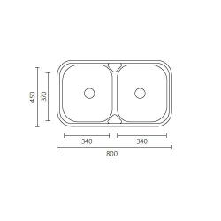 Halifax RVS dobbeltvask overflademontage 80x45 cm 1208970060