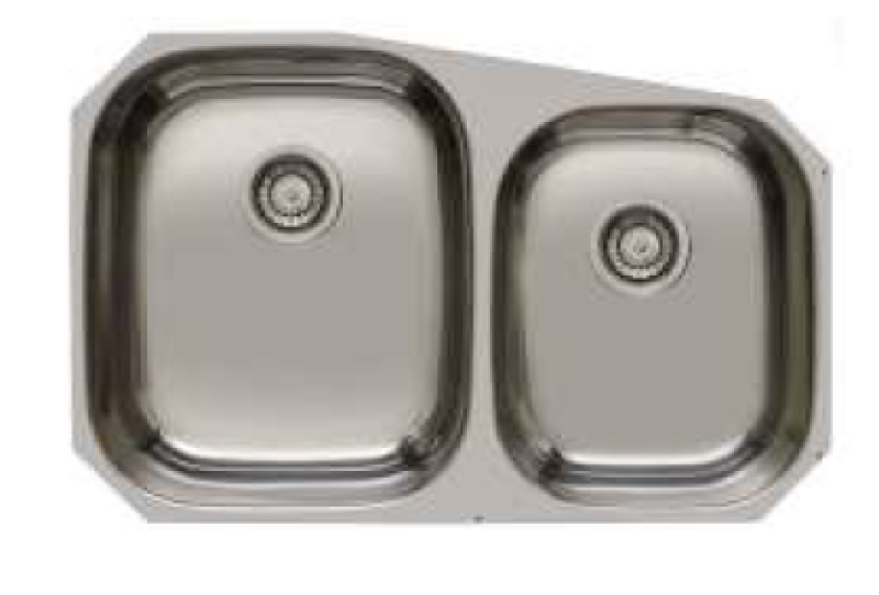 Banka Princess rustfrit stål dobbelt vask Underbord 750x475 mm 1208970067