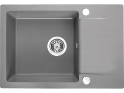 Aquadesign Kensley Set - Granitisk Køkkenvask Grå med Lille Afdrypningsområde og Køkkenarmatur, 65 x 44 cm 1208970086
