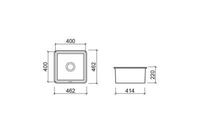 Ausmann Ceramic Ember Ceramic White Square Sink Topmount and Undermount 40 x 40 cm with Stainless Steel Plug 1208970094