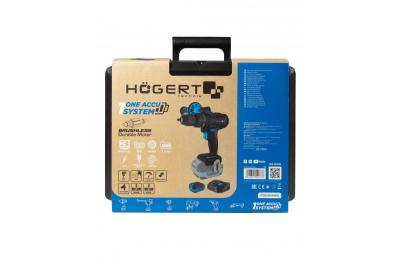 HÖGERT Borstelloze accuschroevendraaierset, 18V, met bitholder, bitmagasin, oplader og batteri