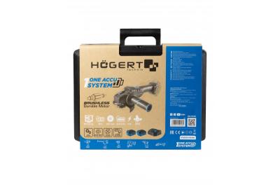 HÖGERT Ledningsfri vinkelsliber med paddeskontakt, 125MM, 18V, sæt med batteri, oplader, tilbehør