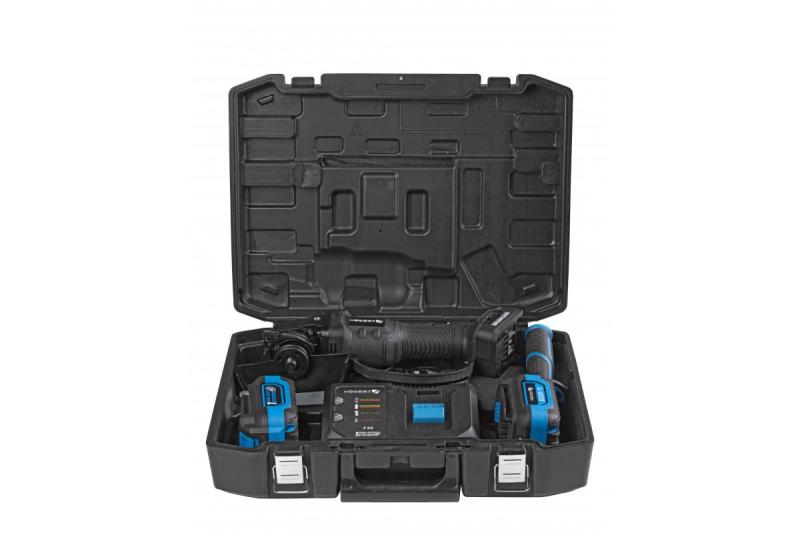 HÖGERT Ledningsfri vinkelsliber med paddeskontakt, 125MM, 18V, sæt med batteri, oplader, tilbehør