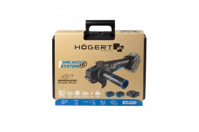 HÖGERT Ledningsfri vinkelsliber med paddle-kontakt, 125MM, 18V - Sæt (batteri, oplader, tilbehør)