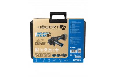 HÖGERT Ledningsfri vinkelsliber med paddle-kontakt, 125MM, 18V - Sæt (batteri, oplader, tilbehør)