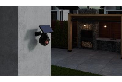 Solflomlys med bevægelses- og skumringssensor GUARDOS, LED, 300lm, 6400K, 1200mAh, IP65, dummykamera