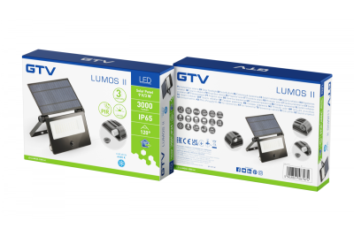 Solflodlys LUMOS II, LED, 3000lm, 6400K, 2x2600mAh udskiftelig, IP65, sort