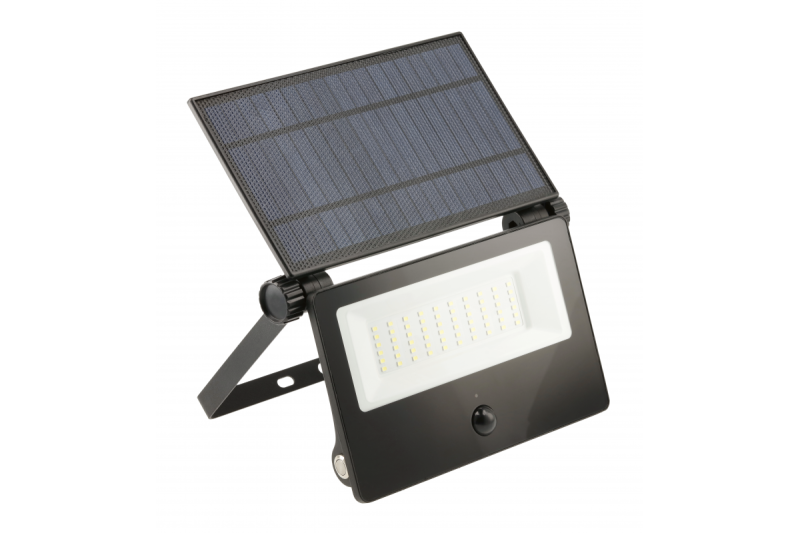 Solflodlys LUMOS II, LED, 3000lm, 6400K, 2x2600mAh udskiftelig, IP65, sort