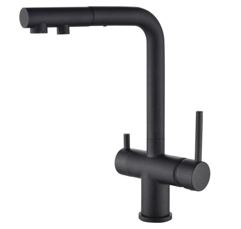 Ausmann Ellington 3-vejs køkkenarmatur med udtrækkelig tud og filtreret vand – Antracit - 1208970495