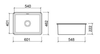 Ausmann Ceramic Ember Ceramic White Sink - Top Mount and Undermount 54 x 40 cm with Stainless Steel Plug 1208970508
