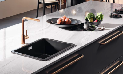 Ausmann Ceramic Ember Ceramic Mat Black Sink - Top mount and Undermount 54 x 40 cm with Stainless Steel plug 1208970511