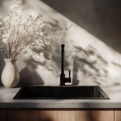Ausmann Ceramic Ember Ceramic Mat Black Sink - Top mount and Undermount 54 x 40 cm with Stainless Steel plug 1208970511