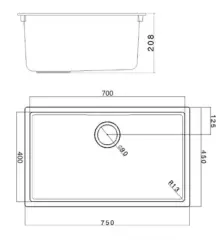 Zandhvid Stor Vask 70x40 cm Underbygning, Overbygning og Planlimning med Hvid Prop 1208970526