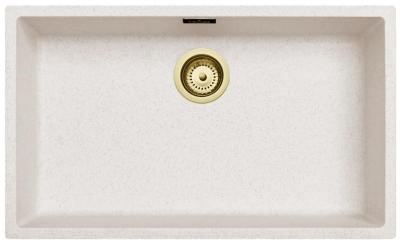 Zand Hvid Stor Vask 70x40 cm Underbygning, Overbygning og Planmontering med Guld Prop 1208970527