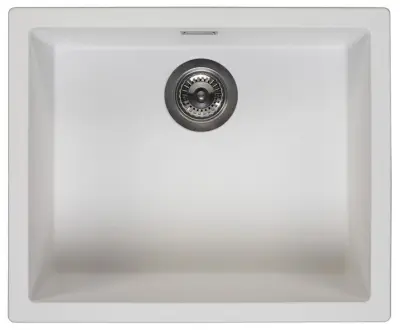 Hvid Vask 50x40 cm Underbygning, Overbygning og Planlimning med Gun Metal Prop 1208970529