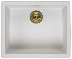 Hvid Vask 50x40 cm Underbygning, Overbygning og Planlimning med Gylden Prop 1208970532