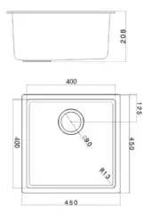 Hvid Vask 40x40 cm Til Underbygning, Overbygning og Planlimning med Hvid Prop 1208970536