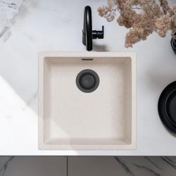 Zand Hvid Creme Vask 40x40 cm Undermontering, Overmontering og Planmontering med Mat Sort Prop 1208970540