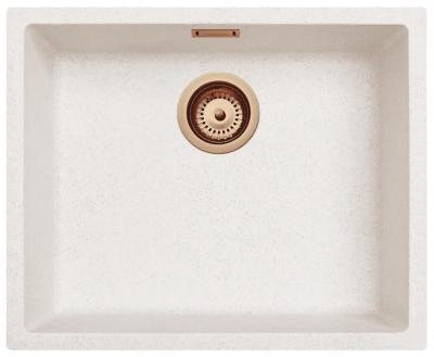 Zand Hvid Creme Vask 50x40 cm Underbygning, Overbygning og Planmontering med Kobber Prop 1208970548
