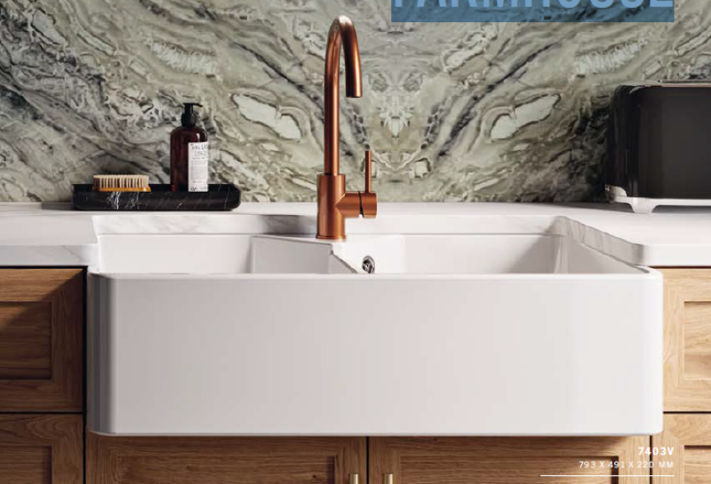Ausmann Ceramic Mira Ceramic White Double Sink - Undermount and Intermediate 793 x 450 mm with faucet hole bank and stainless steel plug 1208970550