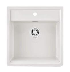 Ausmann Keramisk Panor Shade Hvid Keramisk Butler Vask - Underbygning og Mellembygning 630 x 597 mm med hanehul og hvid prop 1208970556
