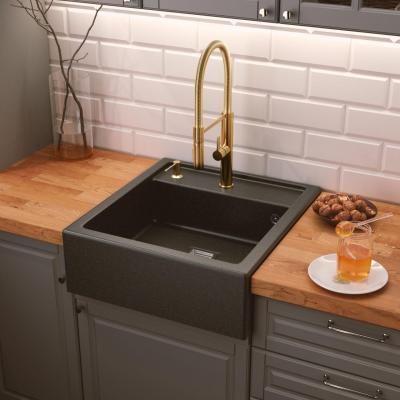 Graniteland Arno Granit Arduin hardsten look Vask mellemmontage 582x620mm med firkantet rustfrit stål prop 1208970600