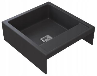 Graniteland Arno Granit Sort Vask til indbygning 582x620mm med firkantet rustfrit stålprop 1208970602