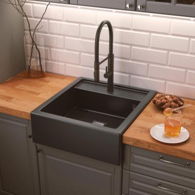 Graniteland Arno Granit Sort Vask til indbygning 582x620mm med firkantet rustfrit stålprop 1208970602
