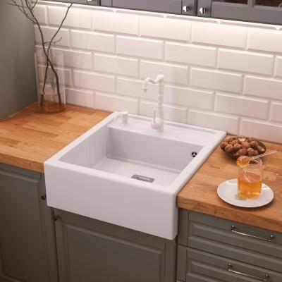 Graniteland Arno Granit Hvid Vask indbygning 582x620mm med firkantet rustfrit stålprop 1208970604