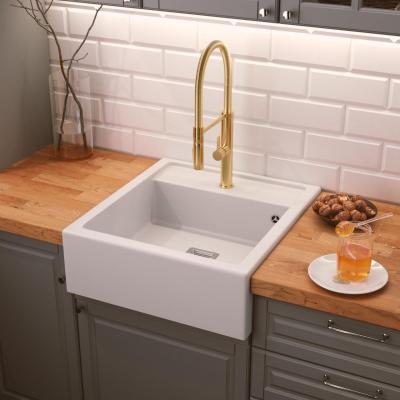 Graniteland Arno Granit Hvid Vask indbygning 582x620mm med firkantet rustfrit stålprop 1208970604