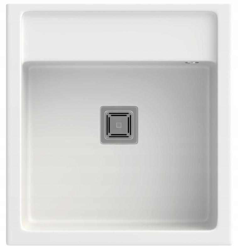 Graniteland Arno Granit Hvid Vask indbygning 582x620mm med firkantet rustfrit stålprop 1208970604