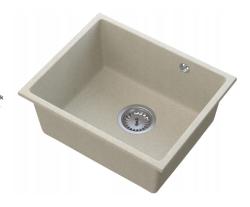 Graniteland Solo Granit Beige Sand Undermonteret Vask 42x34 cm med Rustfrit Stål Prop 1208970612