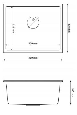 Graniteland Solo Granit Hvid Undermonteret Vask 42x34 cm med Rustfri Stål Prop 1208970613