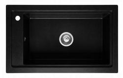 Graniteland Magra Granit Sort Overbygningsvask 686 x 427 mm med hanehul og rustfrit stålprop 1208970616